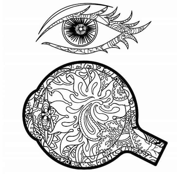 Zentangle eye and eyeball pdf coloring page