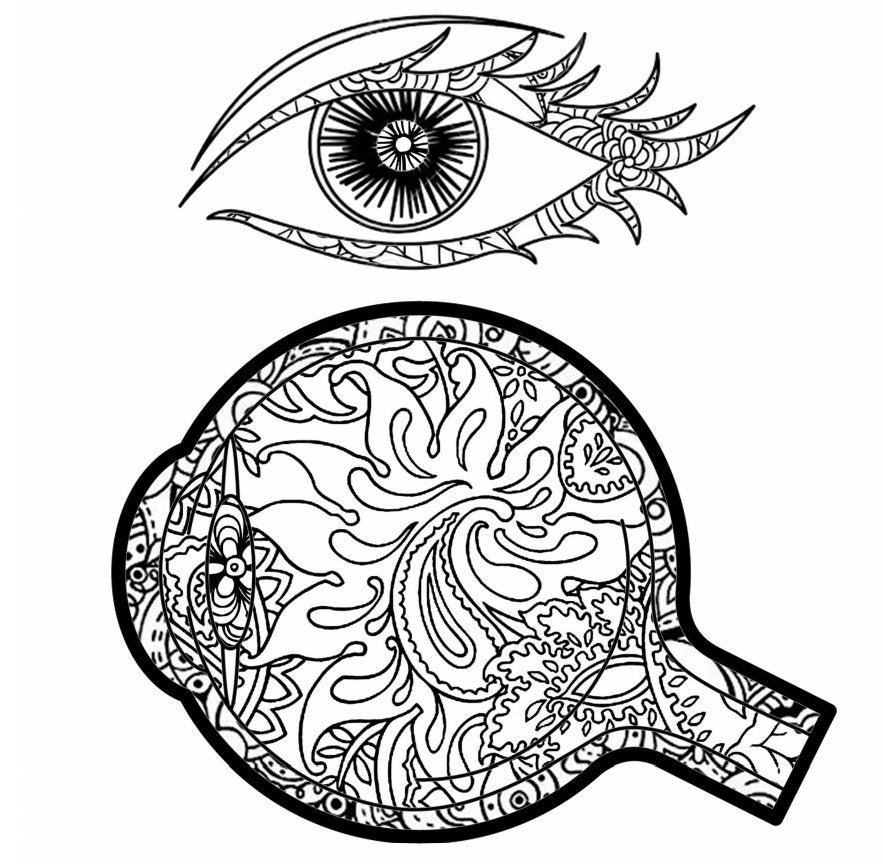 Zentangle eye and eyeball pdf coloring page