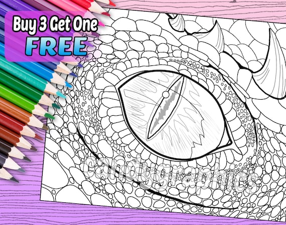 Dragon eye adult coloring book page printable instant download instant download