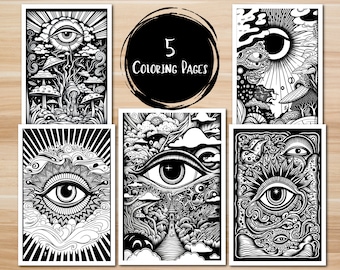 The third eye coloring pages instant download coloring pages adult trippy coloring acid coloring pages pshycedelic pattern coloring