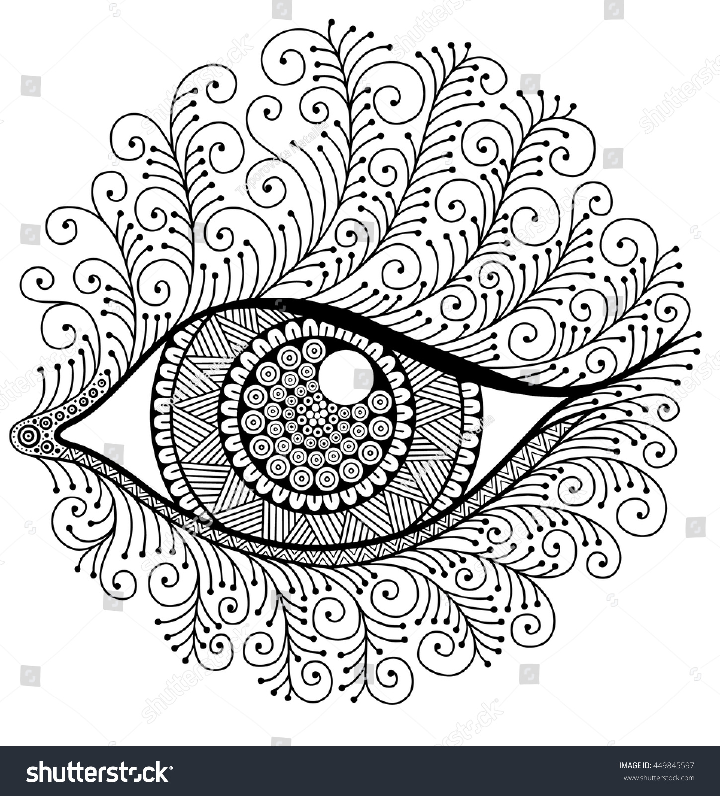 Eye eyelashes decorative image print coloring stock vector royalty free