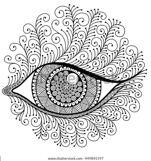 Eye eyelashes decorative image print coloring stock vector royalty free