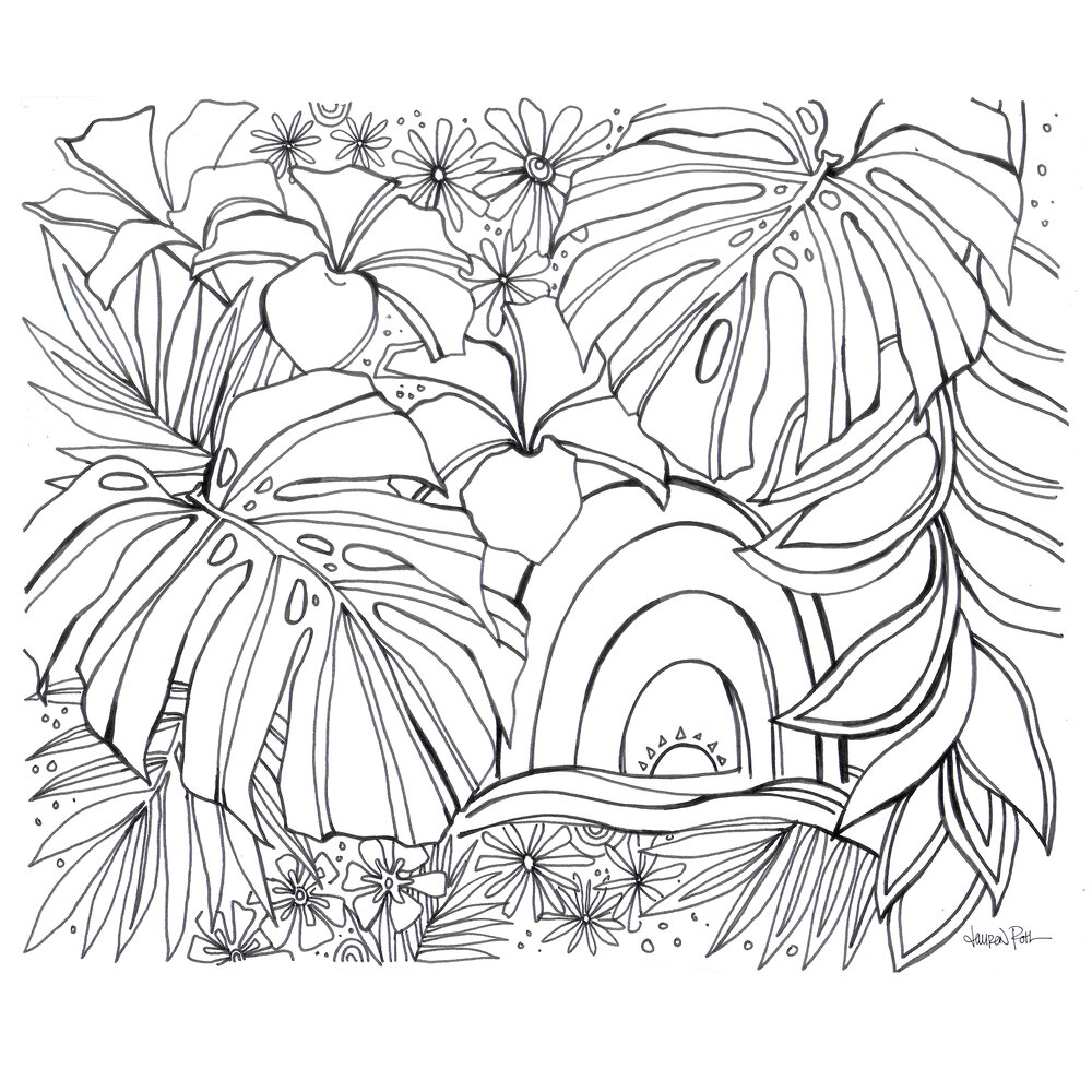 Monstera dreams free coloring page