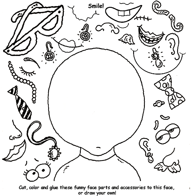 Create a funny face coloring page