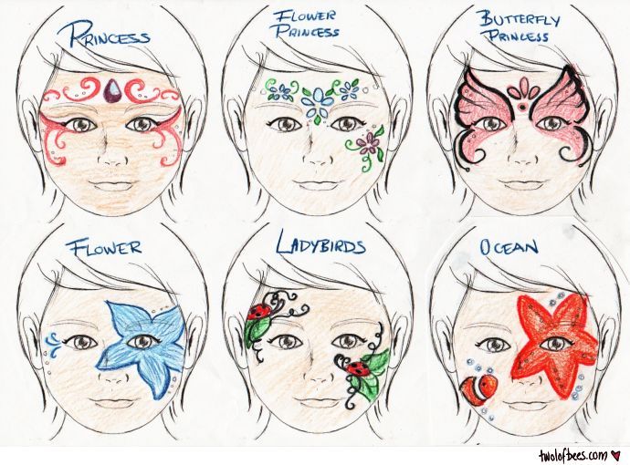 Easy face painting template printable