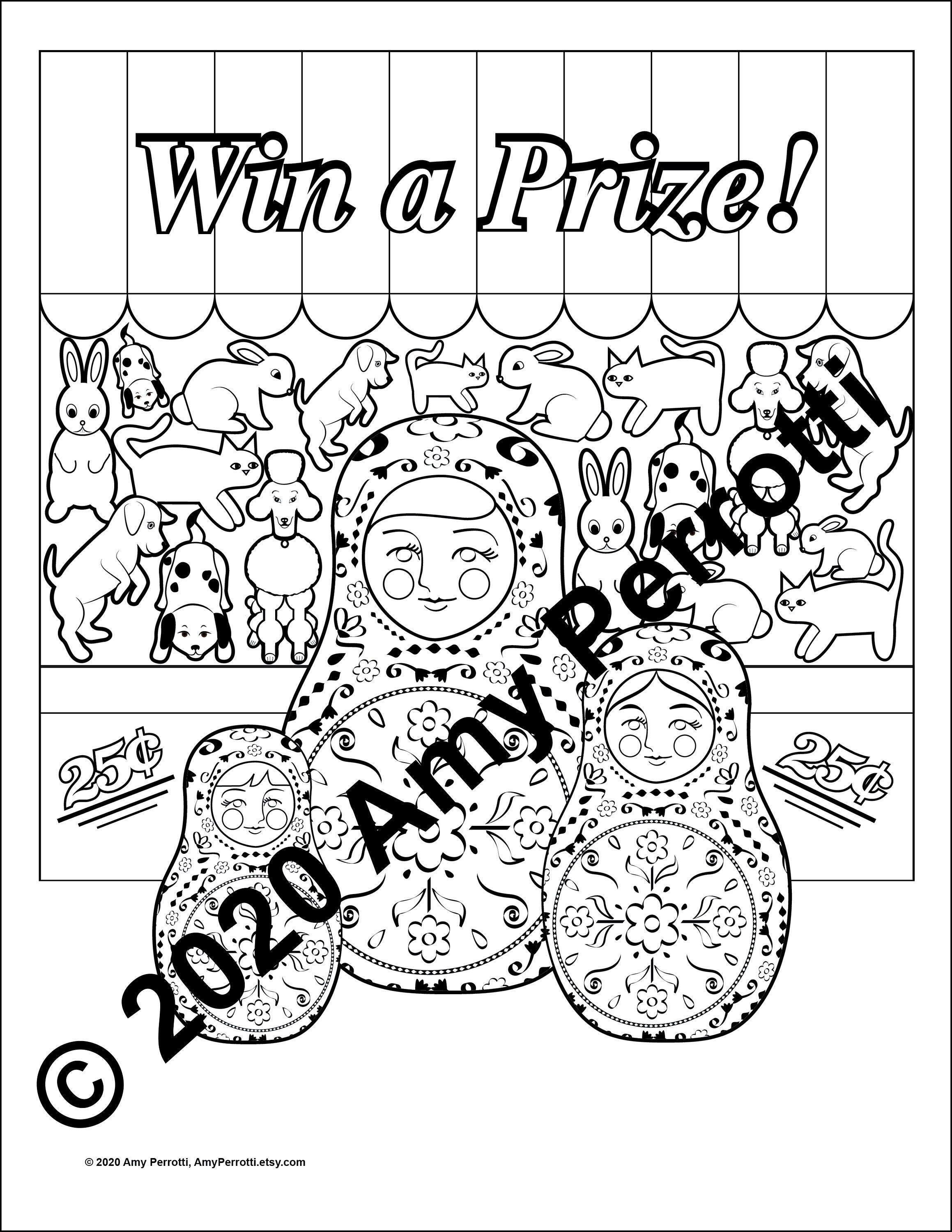 Matryoshka at the fair coloring page printable file