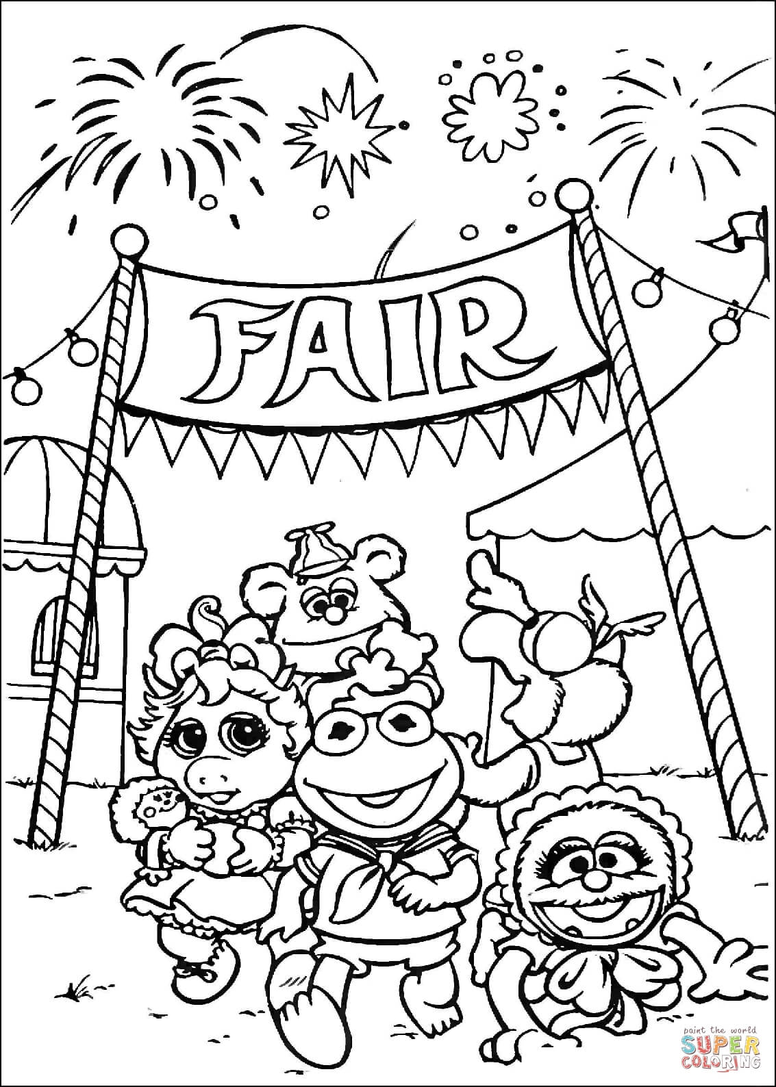 Muppet babies goes to fair market coloring page free printable coloring pages