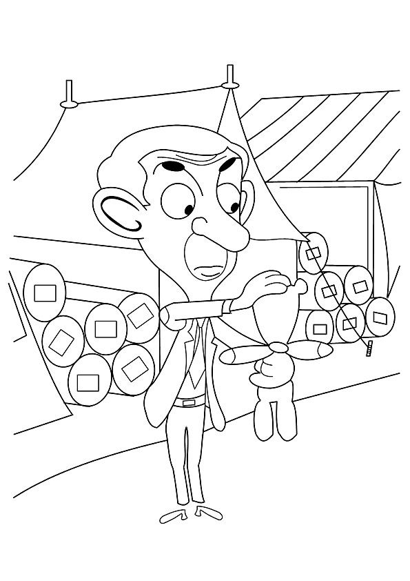 Coloring pages mr bean attending a fair