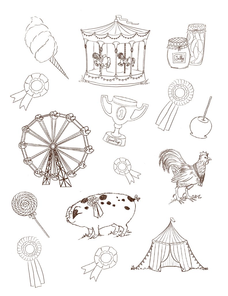 Free country fair printable sticker or coloring page