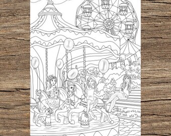 Theme park printable adult coloring page from favoreads coloring book pages for adults and kids coloring sheets colouring designs