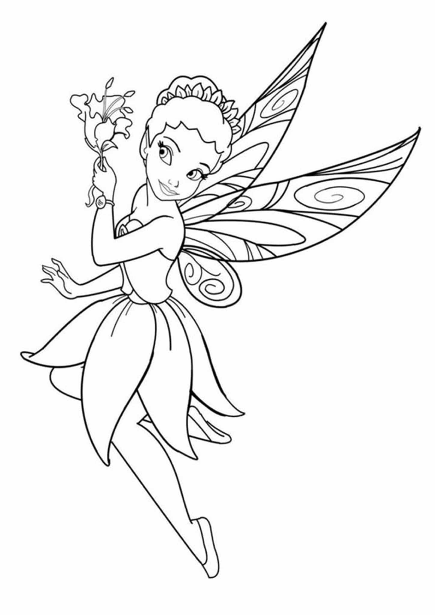 Free easy to print fairy coloring pages