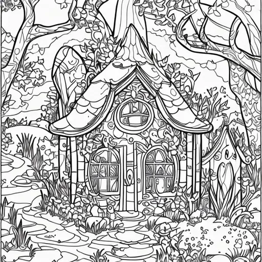 Coloring page fantasy fry homes cats rivertree