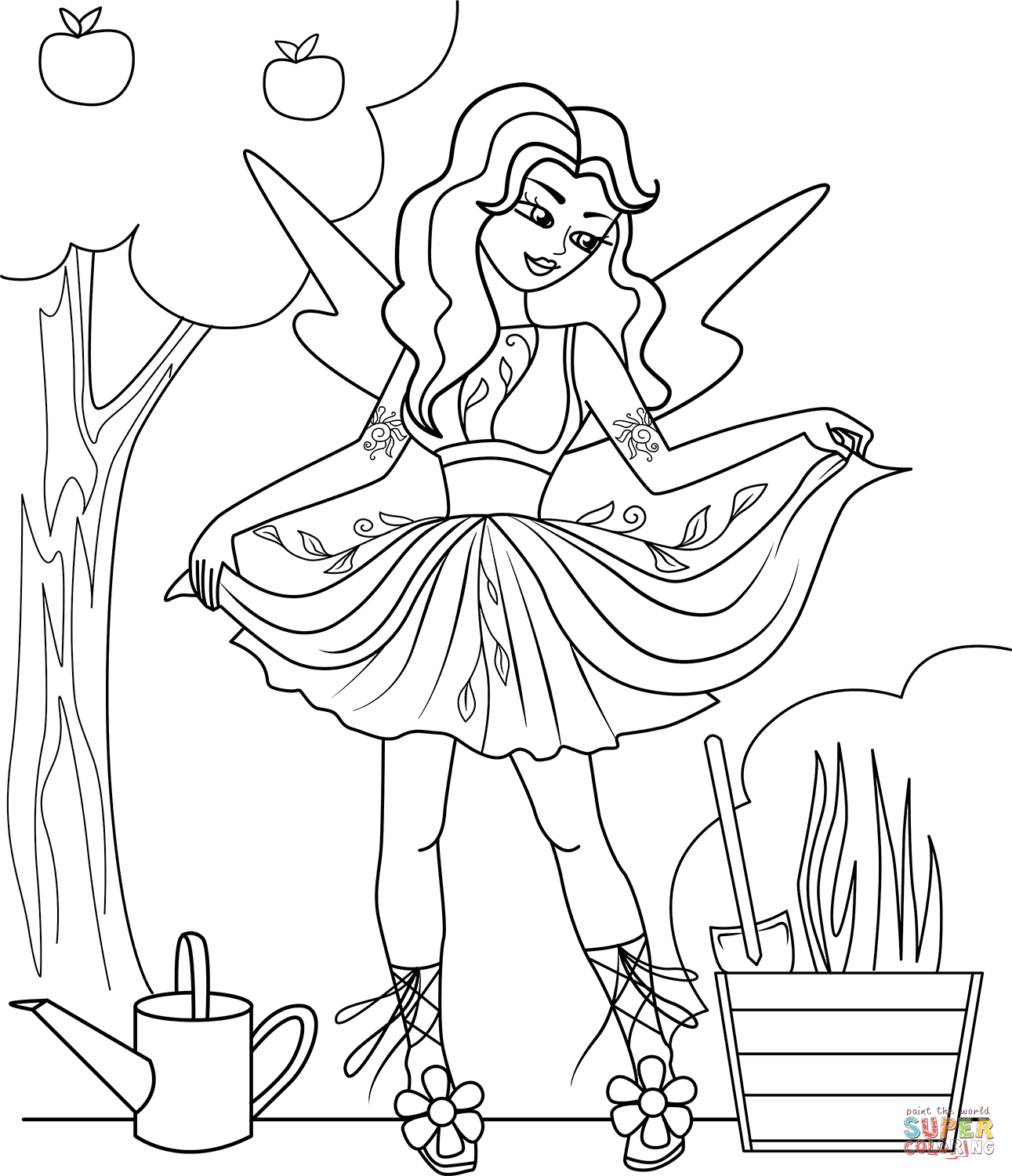 Garden fairy coloring page free printable coloring pages