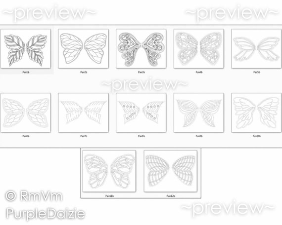 Butterfly wings coloring book printable color pages fairy wing templates pdf files images digital download