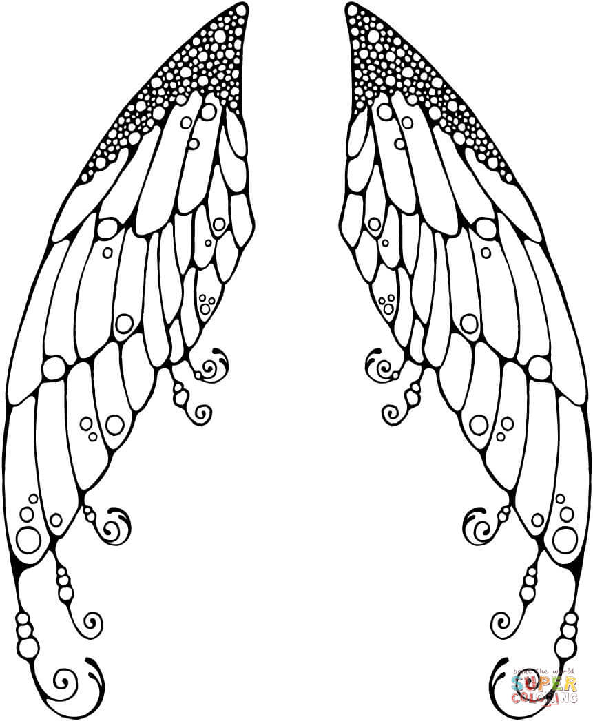 Double fairy wings coloring page free printable coloring pages