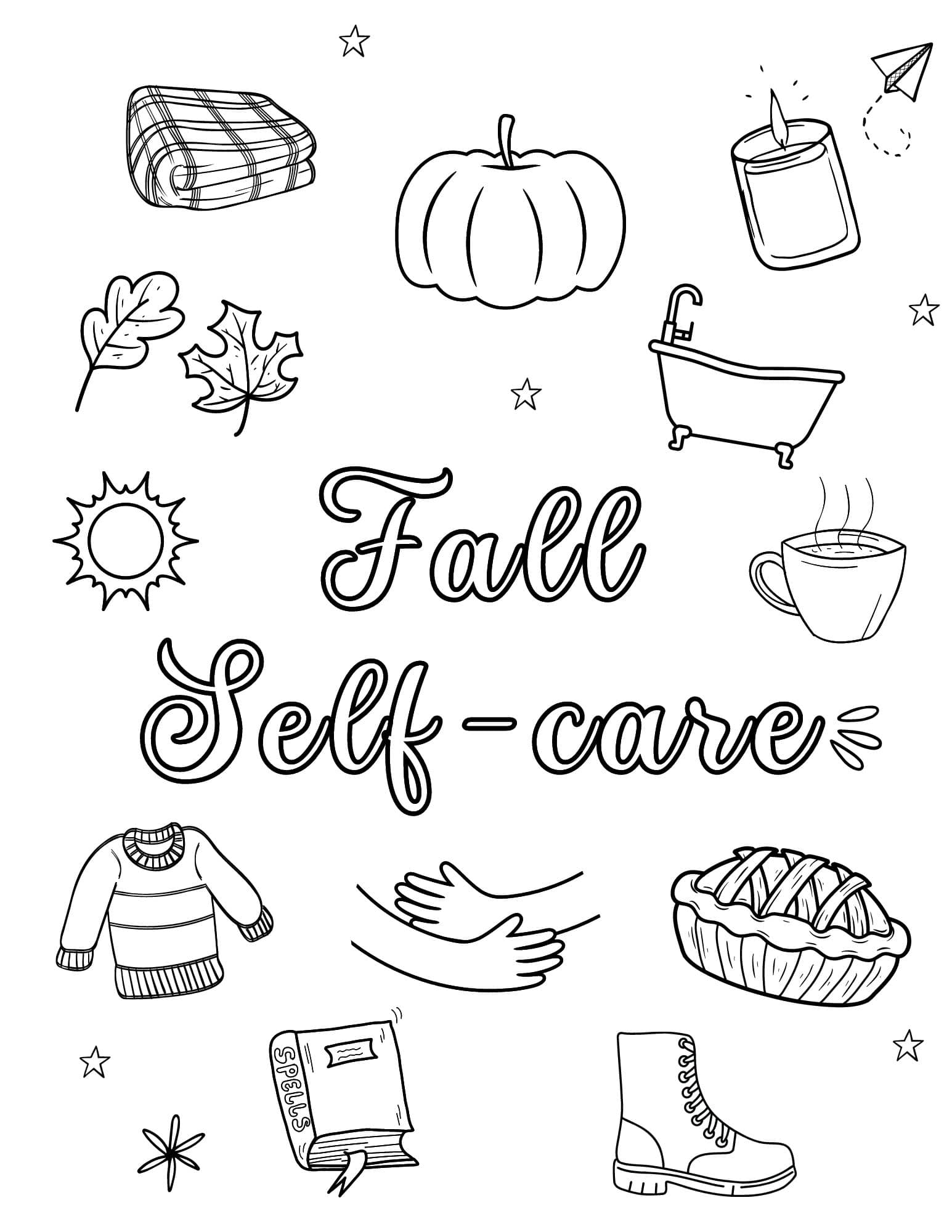 Fall coloring pages for both kids and adults