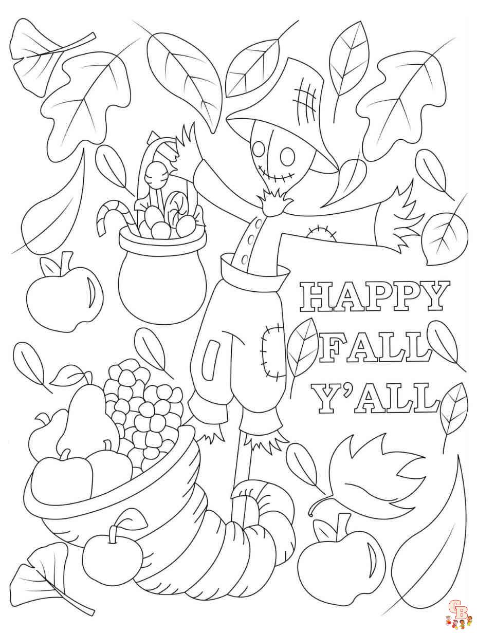 Free fall coloring pages printable for kids and adults