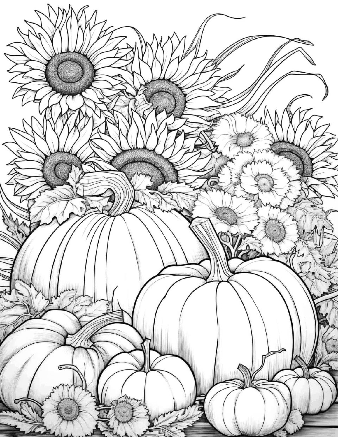 Pumpkin coloring pages for kids and adults