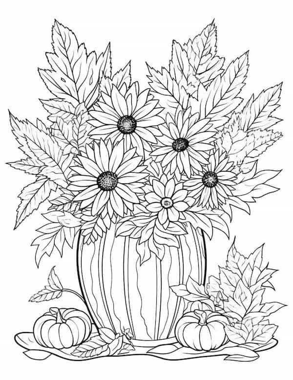 Fall coloring pages for both kids and adults