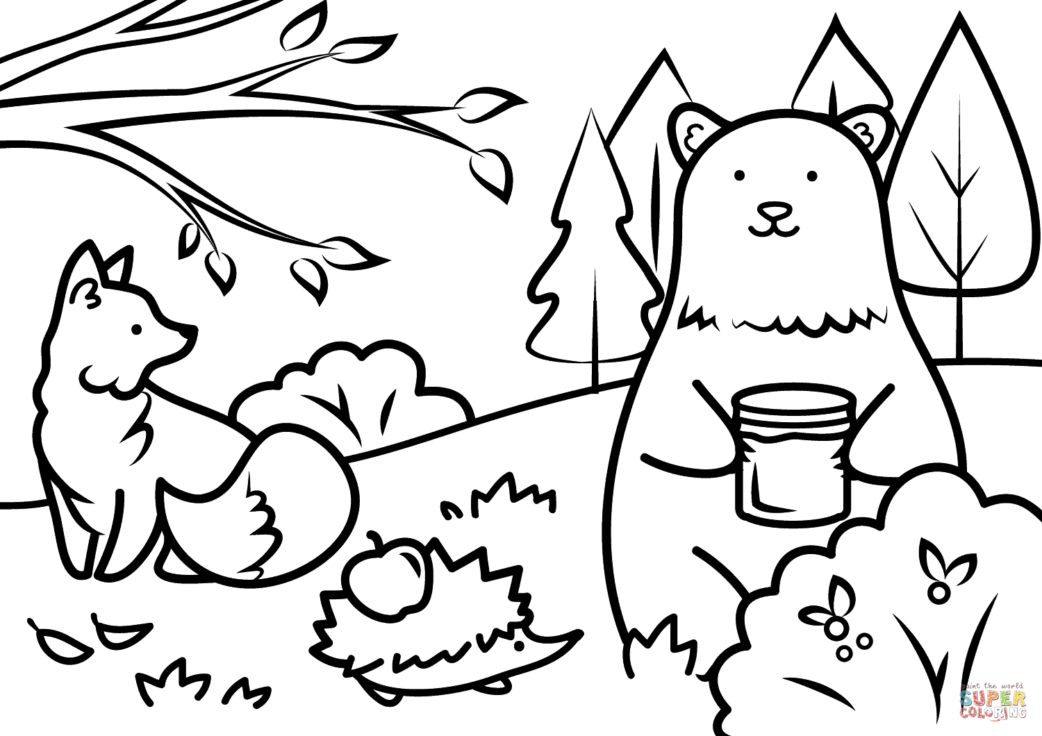 Autumn animals coloring page free printable coloring pages