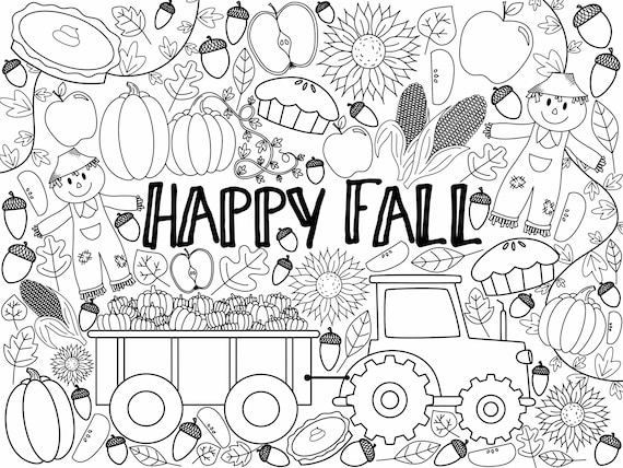 Giant fall coloring page digital download