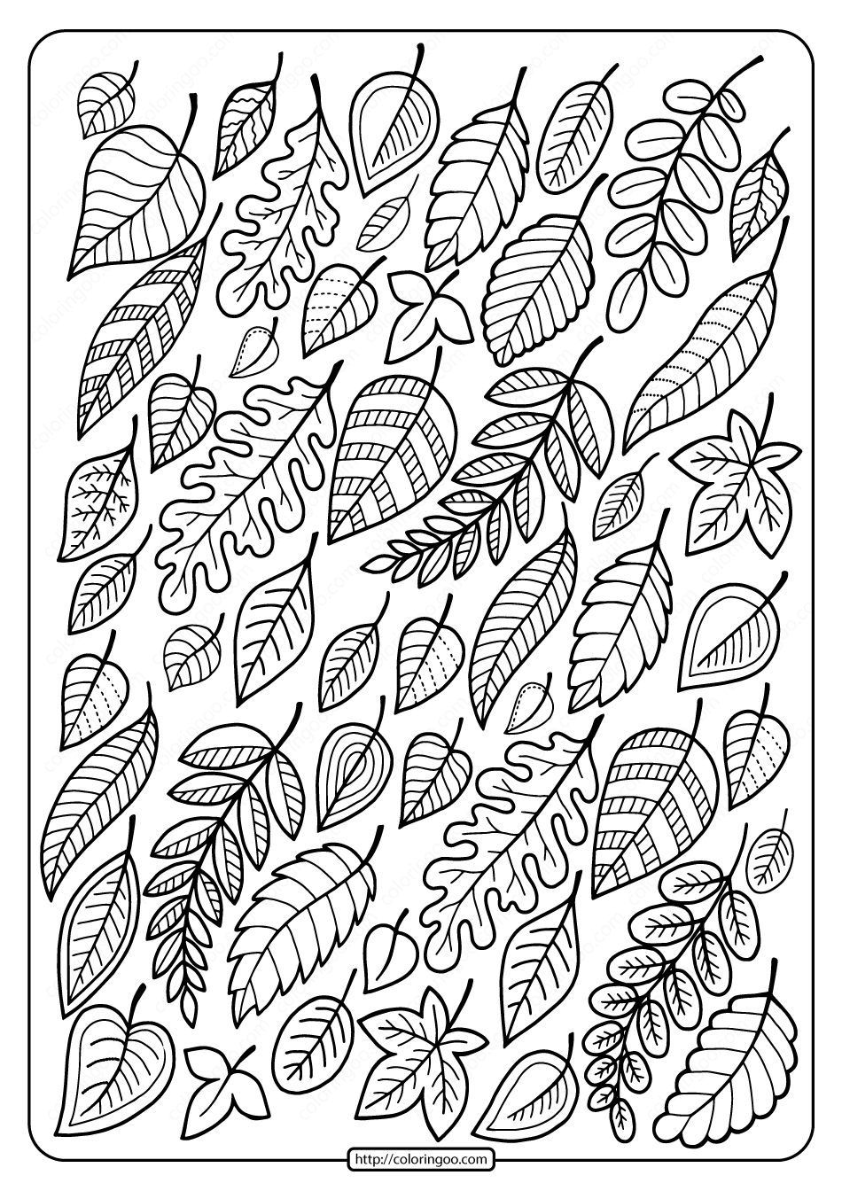 Free printable falling leaves coloring page