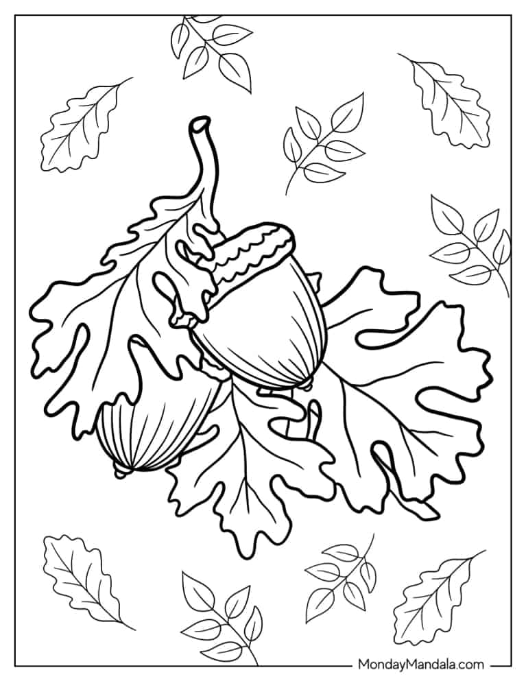 Fall leaves coloring pages free pdf printables