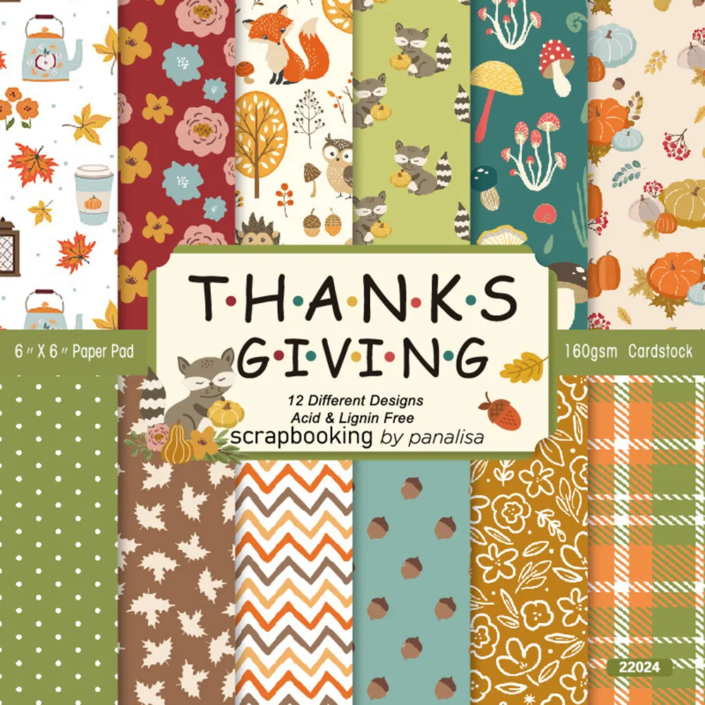 Pcs autumn thanksgiving paper cardstock sheets scrapbooking background paper