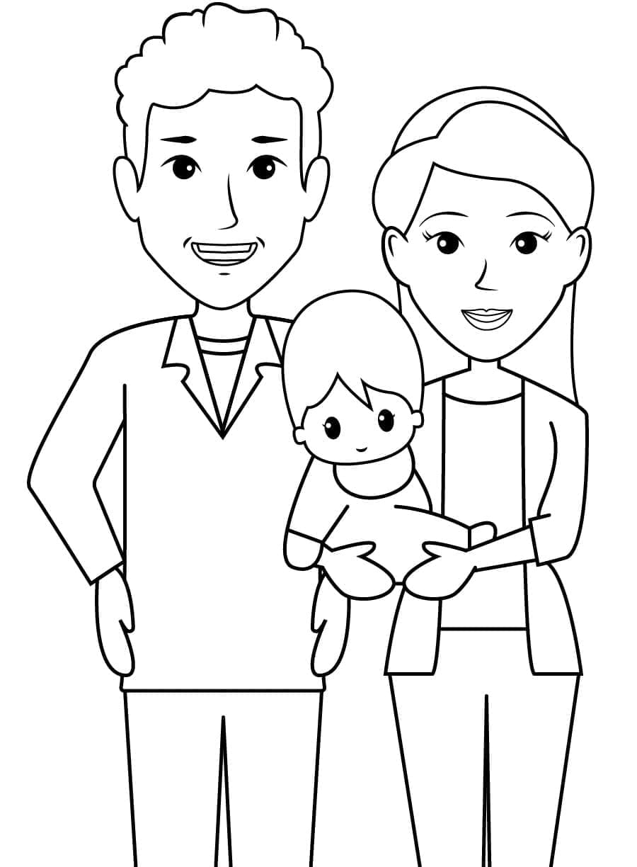Small family coloring page