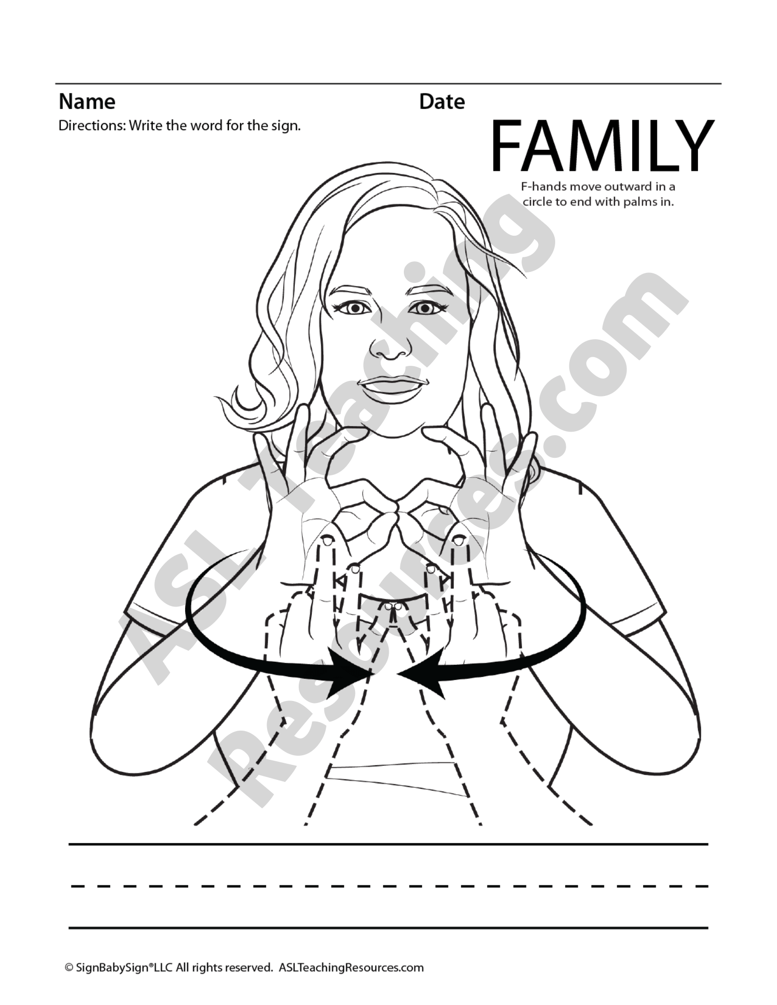 Family coloring pages asl