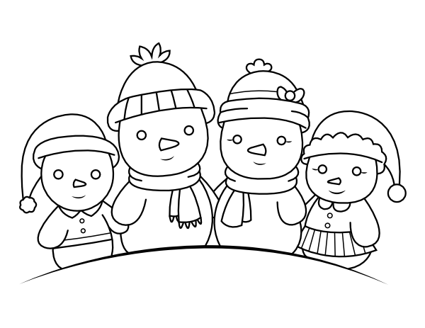 Printable snowman family coloring page