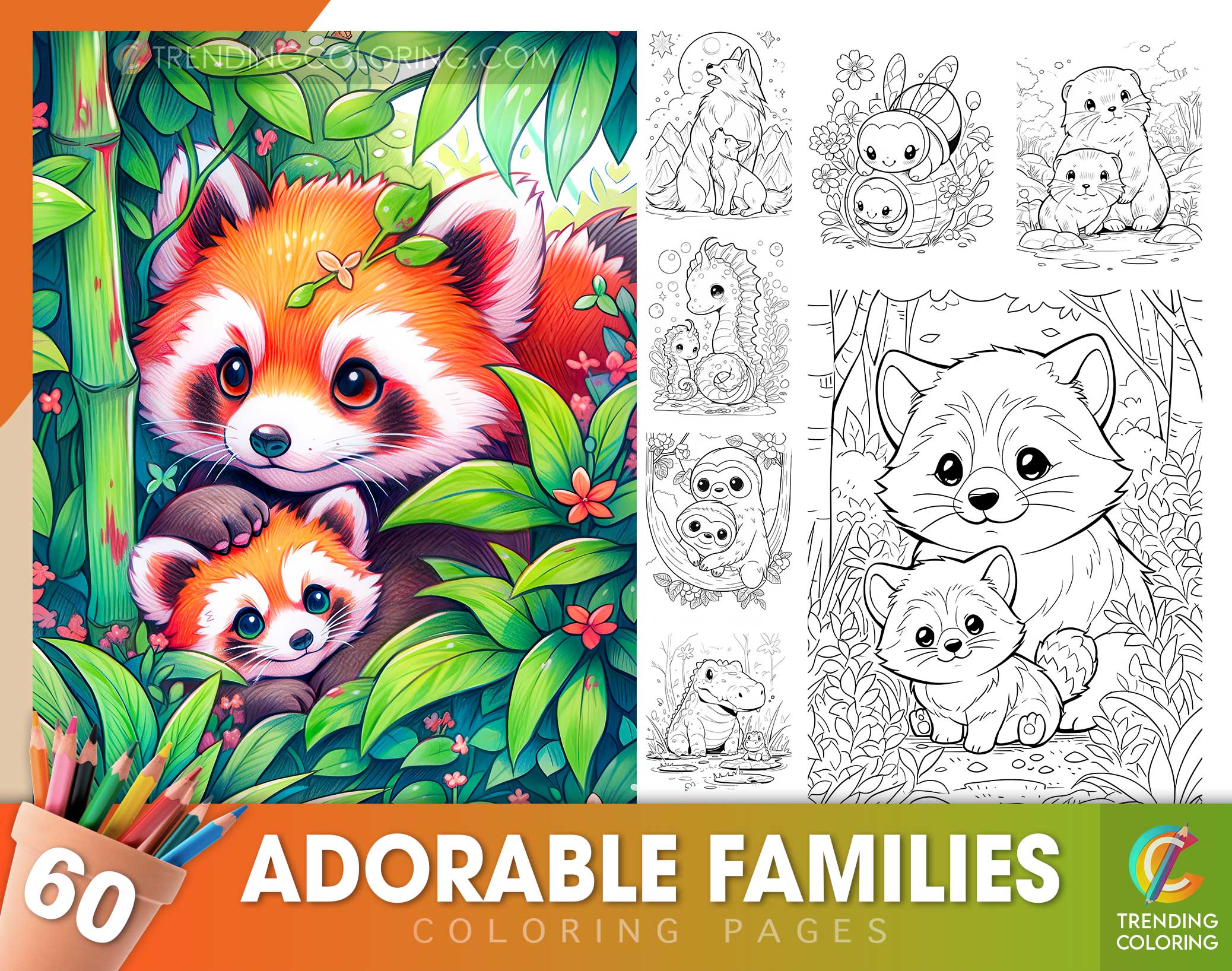 Adorable families coloring pages