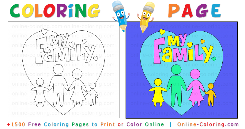 I love my family free online coloring page