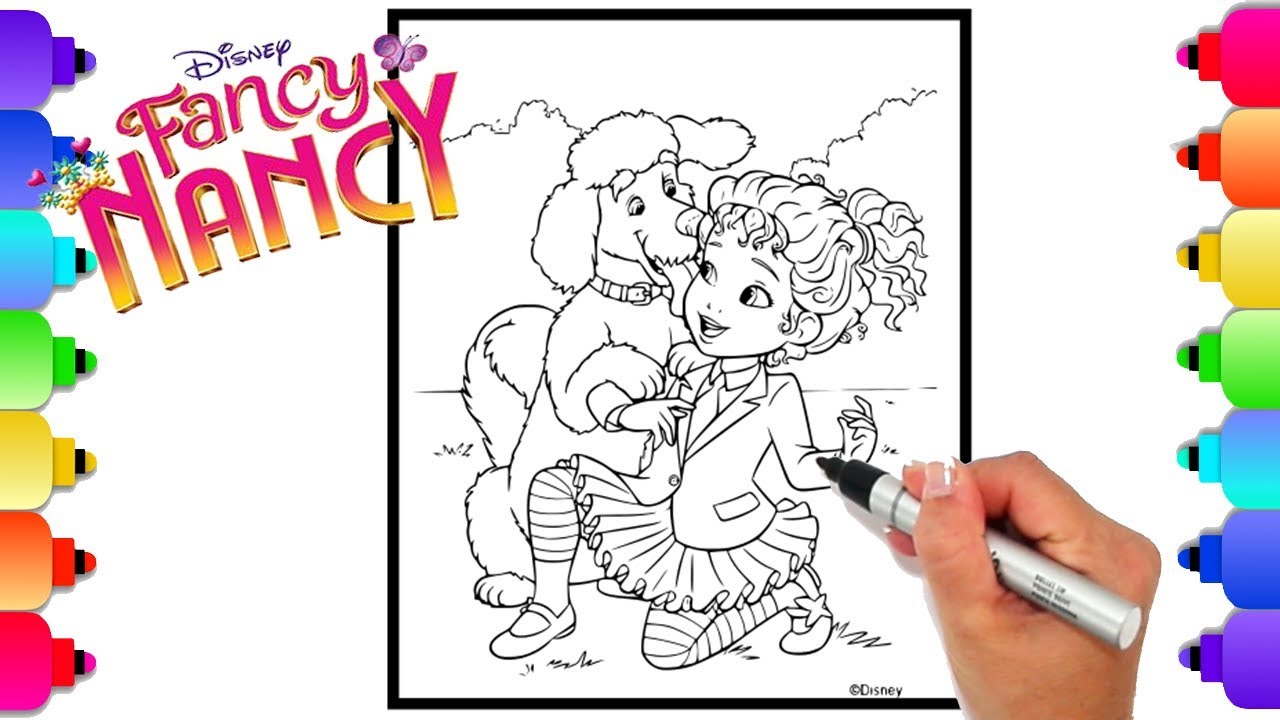 Disneys fancy nancy and frenchy dog coloring page fancy nancy coloring book for kids