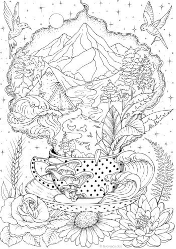 Fantasy cup printable adult coloring page from favoreads coloring book pages for adults and kids coloring sheets colouring designs