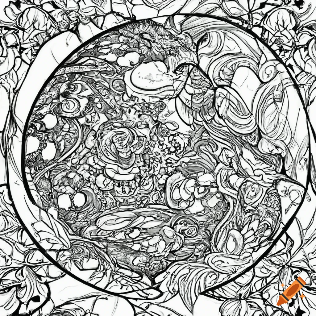 Detailed fantasy coloring page on