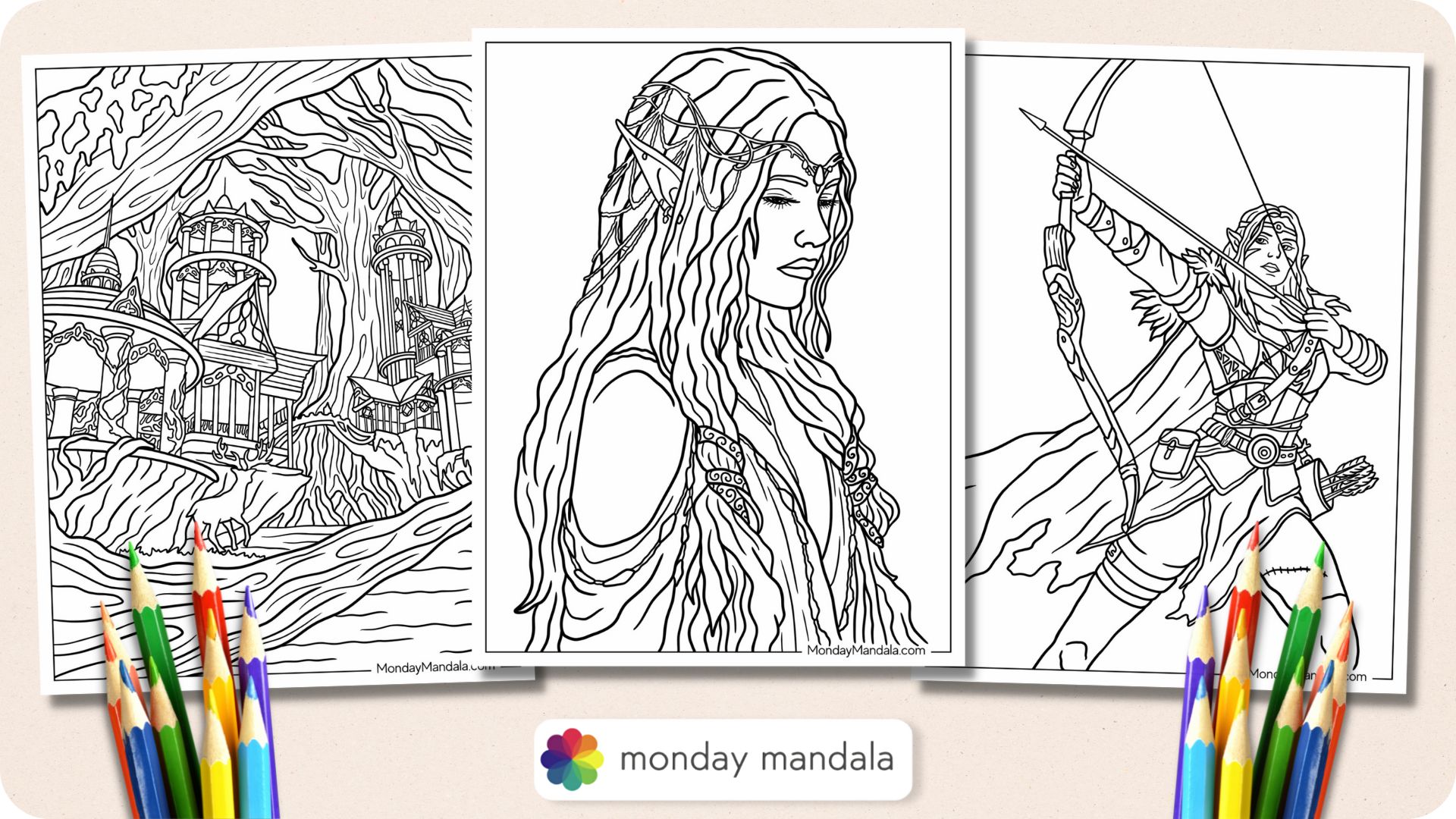 Fantasy coloring pages free pdf printables