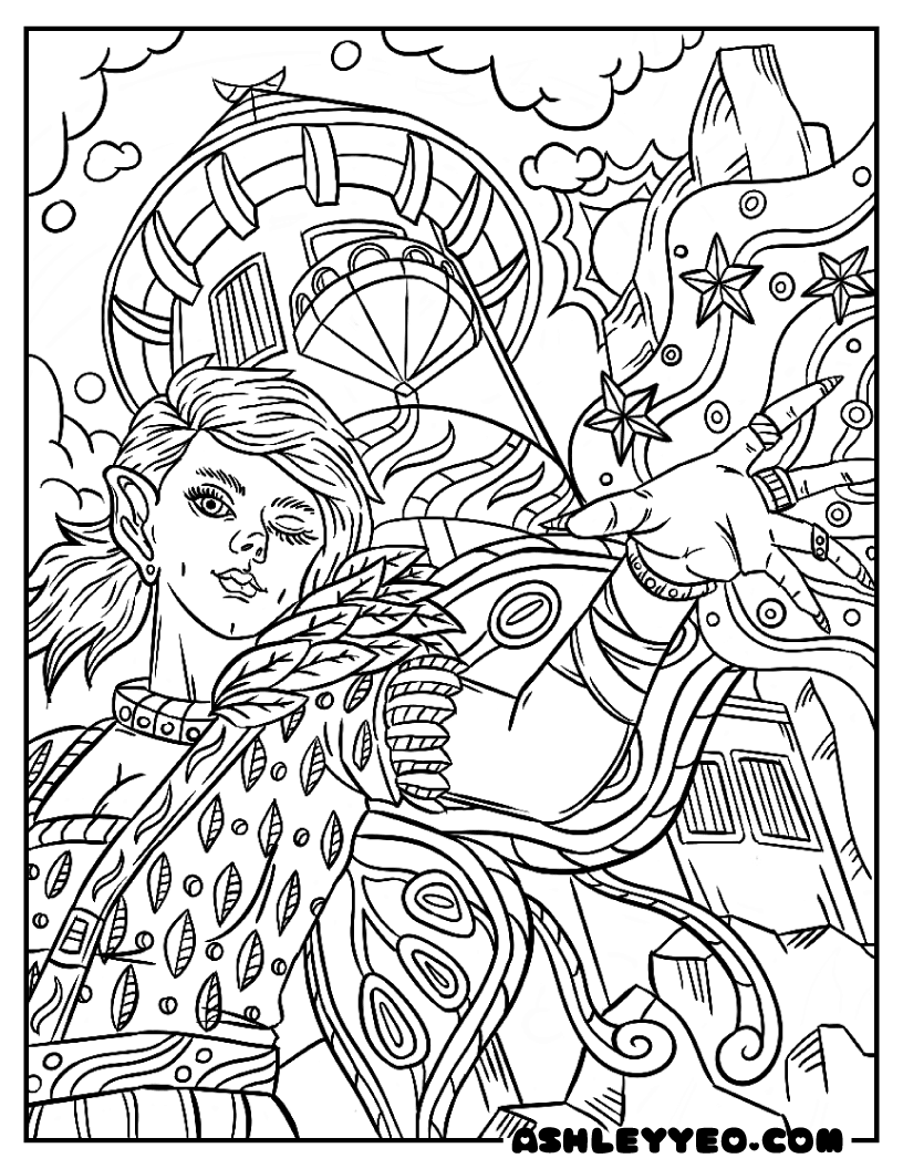 Free fantasy coloring pages for adults