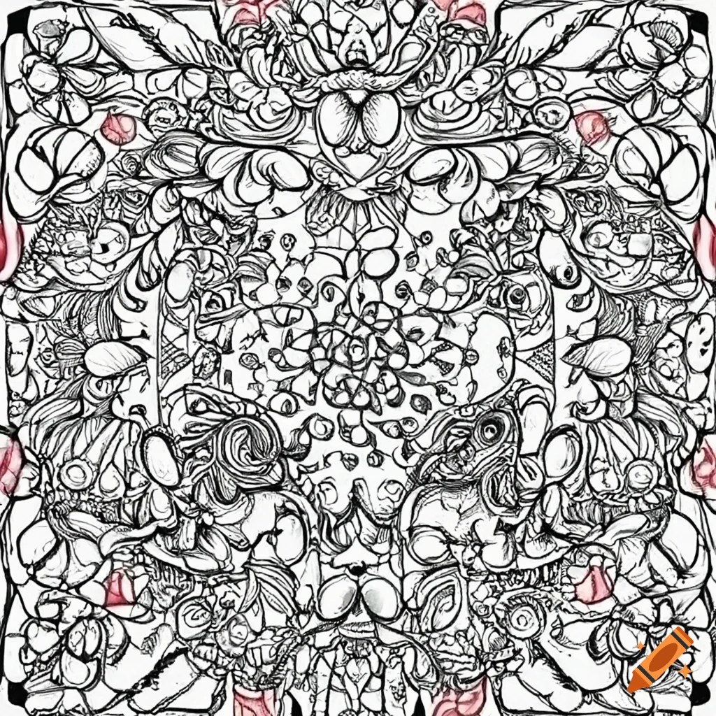 Detailed fantasy coloring page on