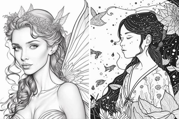 Fascinating fairy coloring pages for adults