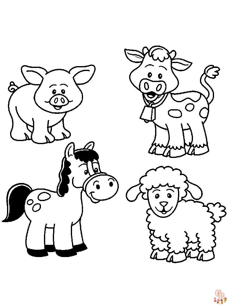 Farm animal coloring pages printable free and easy for kids