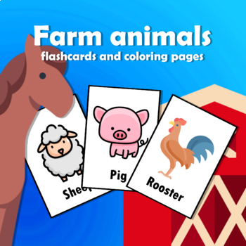 Farm animals flashcards coloring pages by hope learning esl tpt