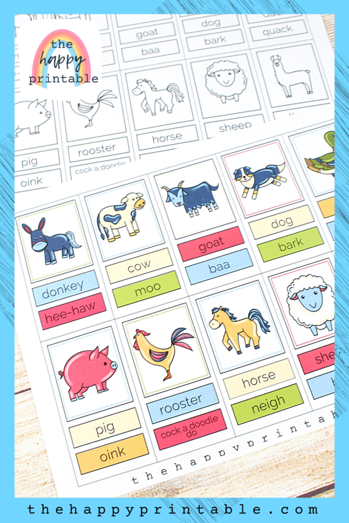 Farm animal flashcards