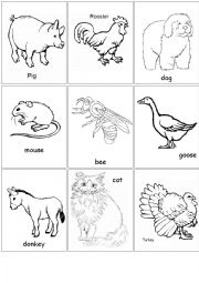 Farm animals flashcards set