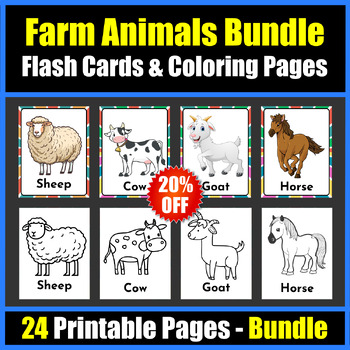 Farm animals coloring page tpt