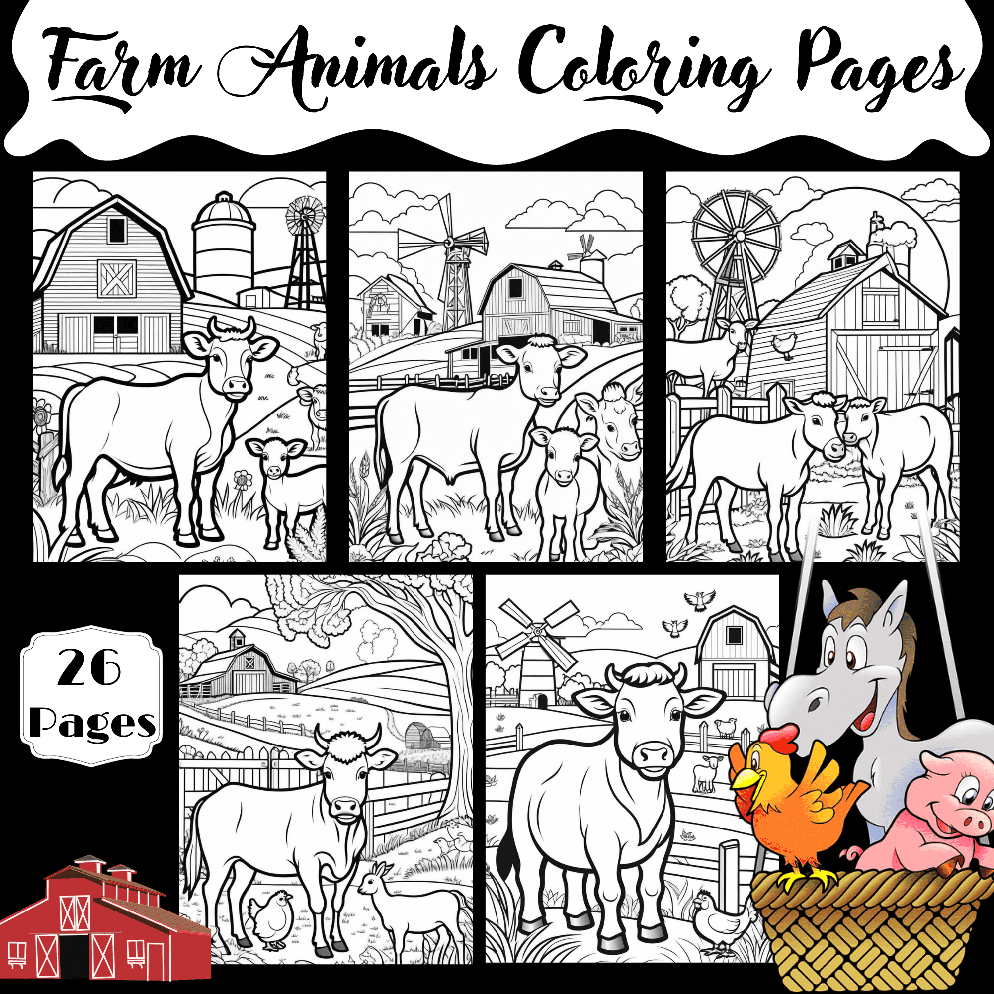 Farm animals coloring pages happy farm coloring pages v made by teachers