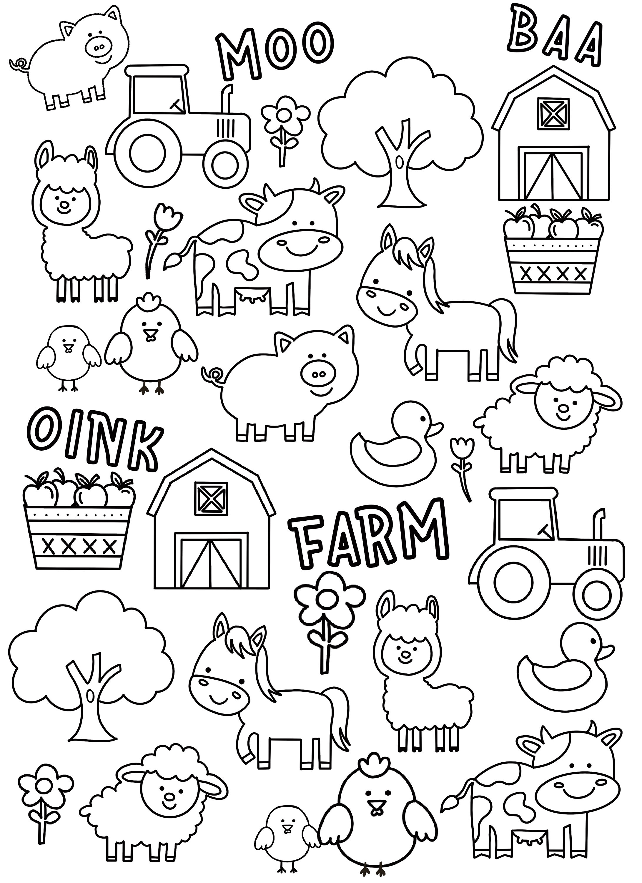 Farm animals coloring page animals coloring page coloring pagescolouring page kids learning activities kids farm art coloring page