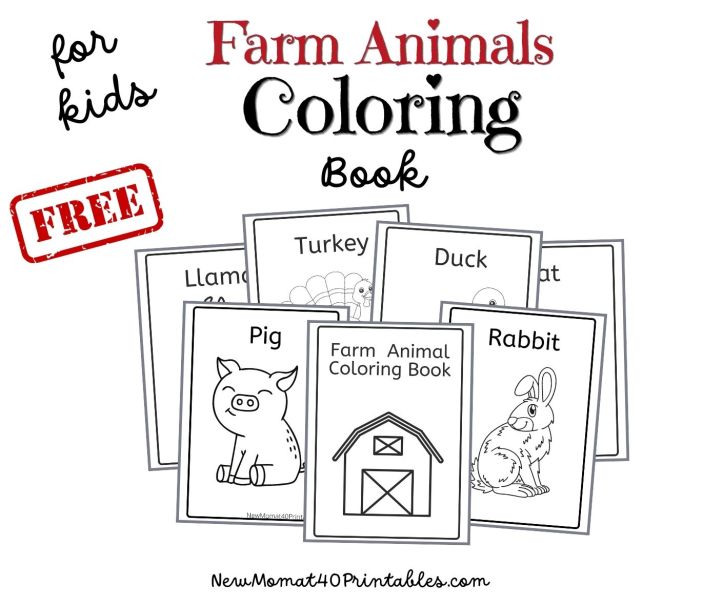 Free printable farm animals coloring book