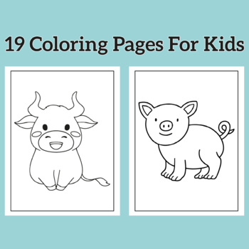 Printable farm animals coloring pages pig chicken cow sheep horse