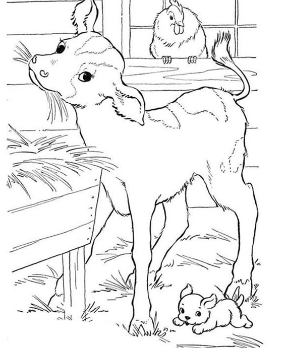 Free easy to print farm animal coloring pages